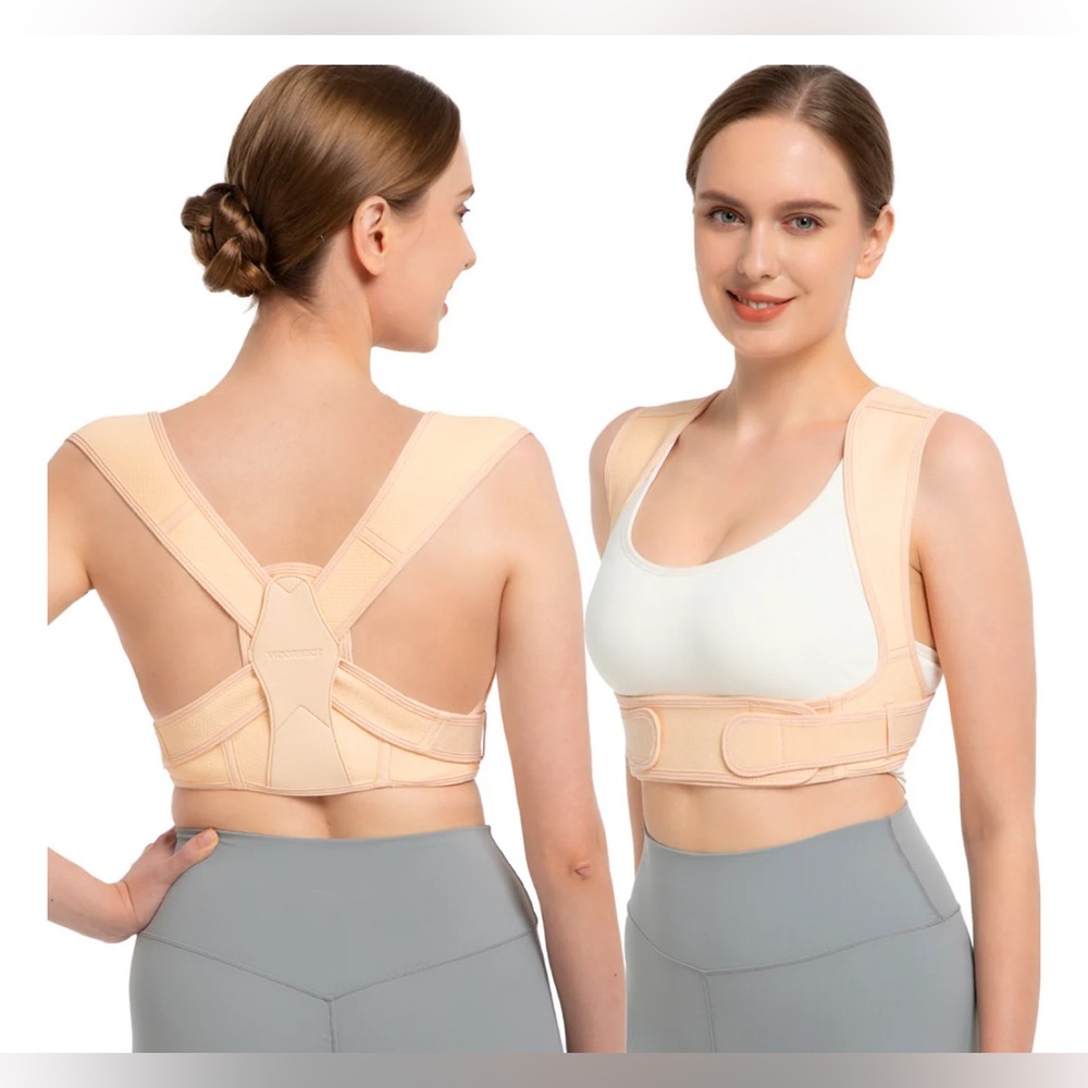 Vicorrect Posture Corrector Beige S-M Adjustable Upper Back Shoulder Brace